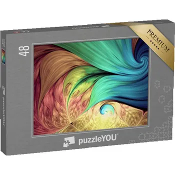 Puzzle puzzle 48 dílků „Relaxační vzory s fraktálními obrazci, tekoucí přírodní tvary, květiny, spirály“