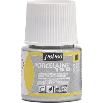 Speciální výtvarná barva Barva na porcelán Pébéo Porcelaine 150 45 ml - 110 Shimmer Silver