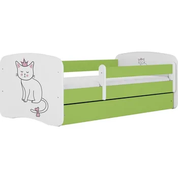 Dětsný nábytek Dětská postel Babydreams kočka zelená, varianta 70x140, se šuplíky, s matrací