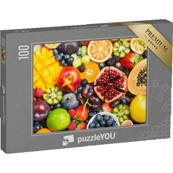 Puzzle puzzle 100 dílků „Lahodné zdravé ovoce, jahody a mango“