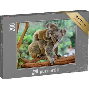 Puzzle puzzle 200 dílků „Matka koala s mládětem na zádech na eukalyptovém stromě“