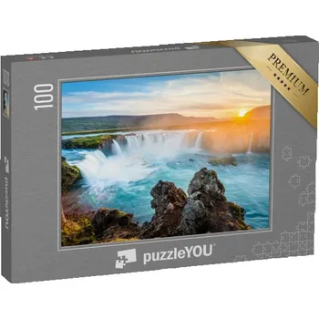 Puzzle puzzle 100 dílků „Vodopád Godafoss při západu slunce, Island“
