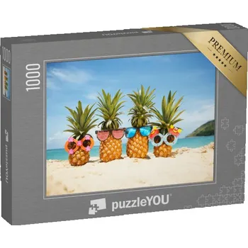 Puzzle puzzle „Ananas se slunečními brýlemi na pláži“