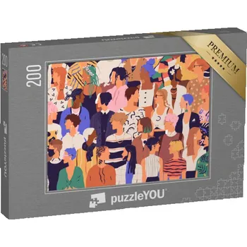 Puzzle puzzle 200 dílků „Skupina mužů a žen s módním hipsterským oblečením“