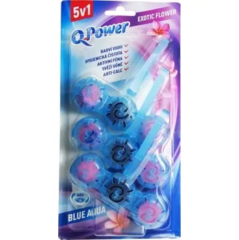 WC čistič Q-Power Tuhý WC závěs Blue Aqua Exotic Flower 3x 40 g