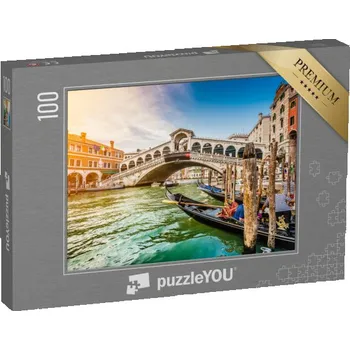 Puzzle puzzle 100 dílků „Západ slunce nad mostem Rialto v Benátkách, Itálie“