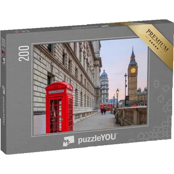 Puzzle puzzle 200 dílků „Večerní panorama Londýna s Big Benem a budovou parlamentu, Anglie“