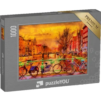 Puzzle puzzle „Déšť nad Amsterdamem, olejomalba“
