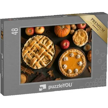 Puzzle puzzle 48 dílků „Díkůvzdání, dýně a jablka, koláč“