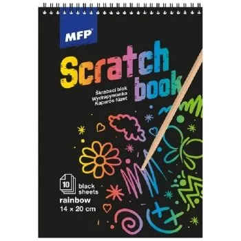 omalovánky Škrabací obrázek blok 20x14cm 10l černý/duha
