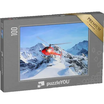Puzzle puzzle 100 dílků „Záchranářský vrtulník ve švýcarských Alpách“