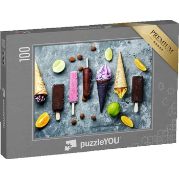 Puzzle puzzle 100 dílků „Sortiment nanuků a vaflové zmrzliny“