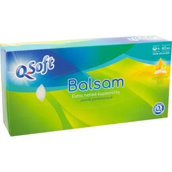 Papírový kapesník Q-Soft Kapesníky 4vrstvé s balzámem 60 ks