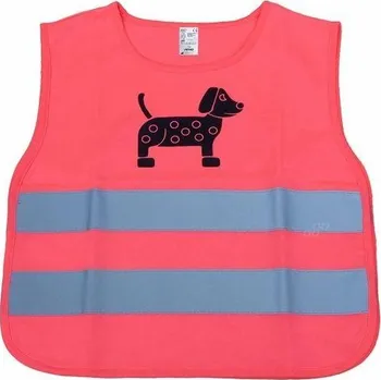 Dětská reflexní výstražná vesta růžová s motivem psa AMIO