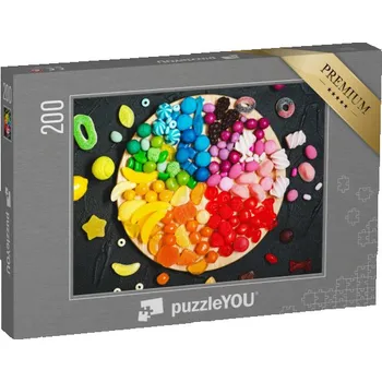 Puzzle puzzle 200 dílků „Sladkosti v různých barvách duhy“