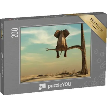 Puzzle puzzle 200 dílků „Slon stojící na tenké větvi, ilustrace“