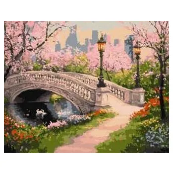 Set školních potřeb Malowanie po numerach - Park wiosenny 30x40cm