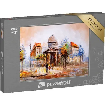 Puzzle puzzle 48 dílků „Paříž, olejomalba“