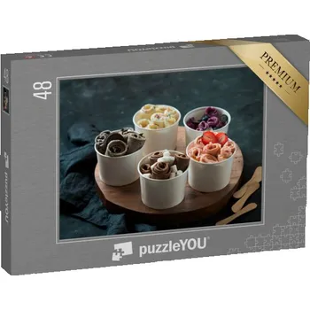 Puzzle puzzle 48 dílků „Podává se v šálku, rolovaná zmrzlina v thajském stylu“