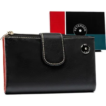 Peněženka Úhledná dámská kožená peněženka s barevným vnitřkem Barva: Černá