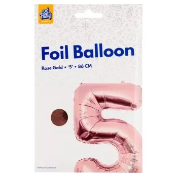Balónek PD Party Fóliový balónek č. 5 zlatá růžová, 86 cm