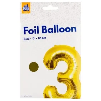 Balónek PD Party Fóliový balónek č. 3 zlatá, 86 cm