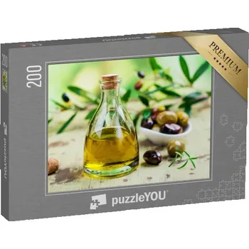 Puzzle puzzle 200 dílků „Olivový olej ve skleněné lahvi“