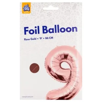 Balónek PD Party Fóliový balónek č. 9 zlatá růžová, 86 cm