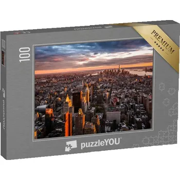 Puzzle puzzle 100 dílků „Panorama Manhattanu při západu slunce, USA“