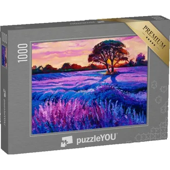 Puzzle puzzle „Levandulová pole při západu slunce, olejomalba“