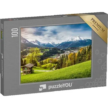 Puzzle puzzle 100 dílků „Panoramatický pohled na masiv Watzmann, Bavorsko, Německo“