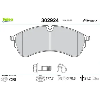 Brzdová destička Sada brzdových destiček, kotoučová brzda VALEO 302924