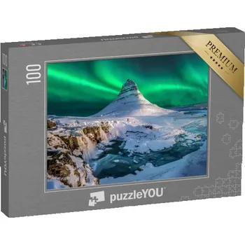 Puzzle puzzle 100 dílků „Polární záře nad horou Kirkjufell, Island“