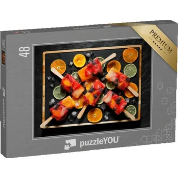 Puzzle puzzle 48 dílků „Ovocná zmrzlina z různých druhů ovoce s limonádou“