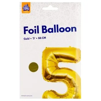 Balónek PD Party Fóliový balónek č. 5 zlatá, 86 cm