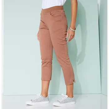 Dámské kalhoty Pohodlné 3/4 kalhoty s pružným pasem kávová 48