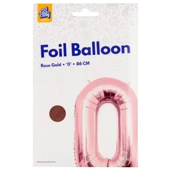 Balónek PD Party Fóliový balónek č. 0 zlatá růžová, 86 cm
