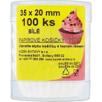 Jednorázové nádobí Papírové košíčky bílé 35x20mm 100 ks