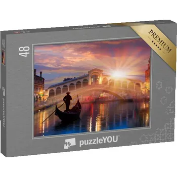 Puzzle puzzle 48 dílků „Gondola u mostu Rialto, Benátky, Itálie“