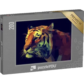 Puzzle puzzle 200 dílků „Low-poly design, tygří ilustrace“
