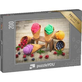 Puzzle puzzle 200 dílků „Domácí ovocná zmrzlina v malých oplatkách“