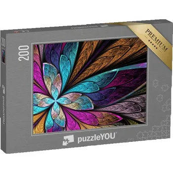 Puzzle puzzle 200 dílků „Květina nebo motýl ve stylu vitráže“