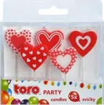 Toro Svíčka zapichovací, srdce, 5ks, 2,5x2,2x0,8cm