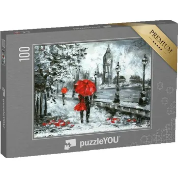 Puzzle puzzle 100 dílků „Ulice Londýna, olejomalba“