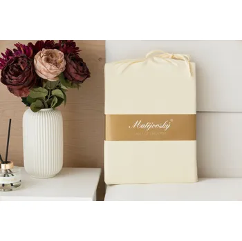 Prostěradlo Matějovský Světle béžové INTERLOCK Jersey interlock 90-100 x 200-220/35