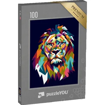 Puzzle puzzle 100 dílků „Lev z barevných fragmentů“