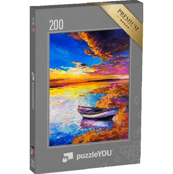 Puzzle puzzle 200 dílků „Loď na vodě: originální olejomalba“
