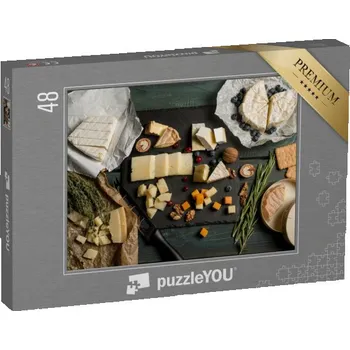 Puzzle puzzle 48 dílků „Sýrová mísa s bylinkami a ovocem“