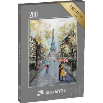 Puzzle puzzle 200 dílků „Ulice v Paříži, olejomalba“