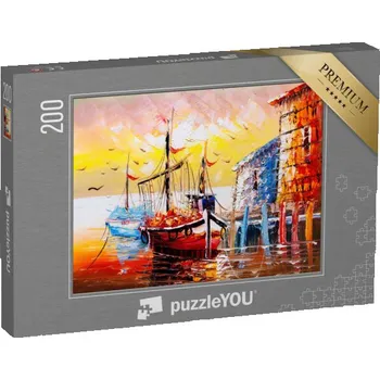 Puzzle puzzle 200 dílků „Benátky, Itálie, olejomalba“